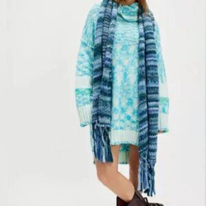 Free People Winter Storm Tunic / Dress Boucle Sweater Ice Blue - NWT